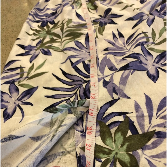 Land ‘n sea Linen Blend Pants Wide Leg Front Slit Leaf All Over Print Size S - Picture 13 of 16